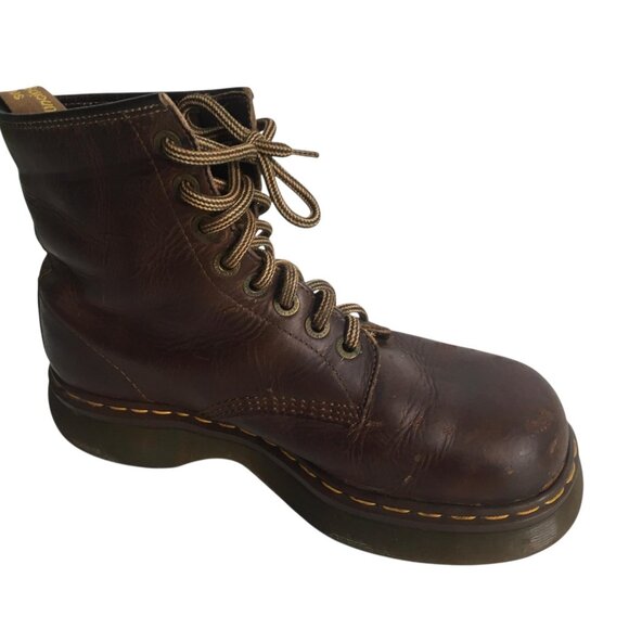 Vintage Dr Martens Boots Mens Size 9 Brown Leather Lace Up Made England 2000s main image 12